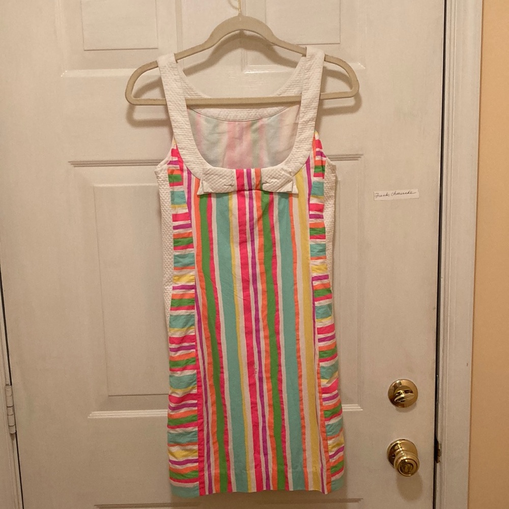 Women’s Sleeveless Stripe Shift Dress in Multicolor